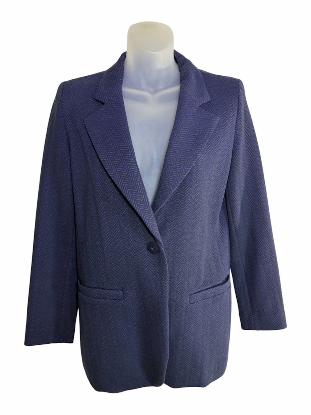 Emporio Armani Navy Purple Chevron Herringbone Blazer Jacket 40 US 4 Small